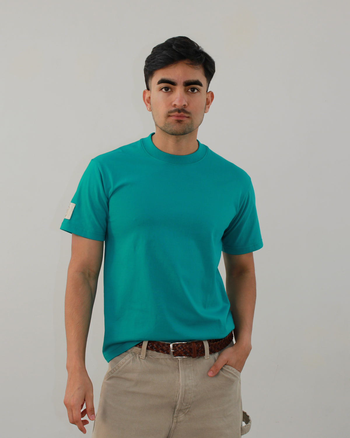 Camiseta azul claro slim sin estampados para hombre 