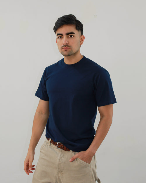 camiseta azul marino slim para hombre sin estampados 