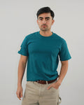 camiseta azul turquesa corte slim sin estampados para hombre 