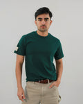 Camiseta slim verde botella sin estampados para hombre