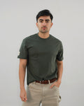 Camiseta verde olivo sin estampados para hombre 
